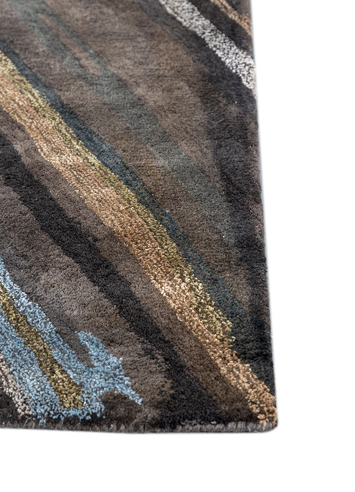 genesis grey and black wool and viscose Hand Tufted Rug - Corner