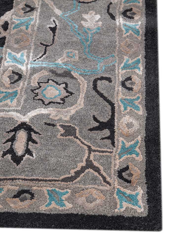 kasbah blue wool and viscose Hand Tufted Rug - Corner