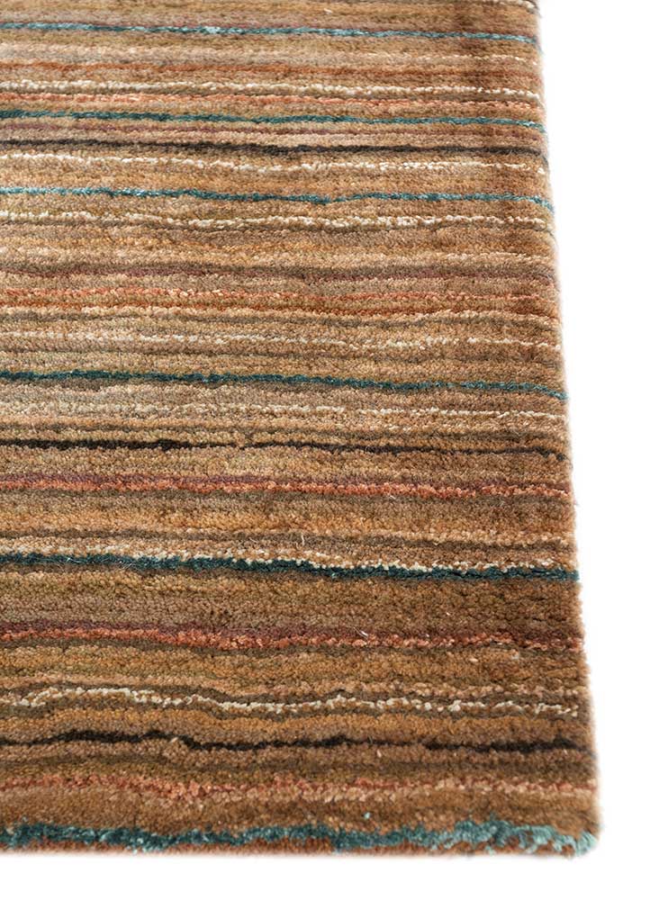 acar beige and brown wool and viscose Hand Tufted Rug - Corner