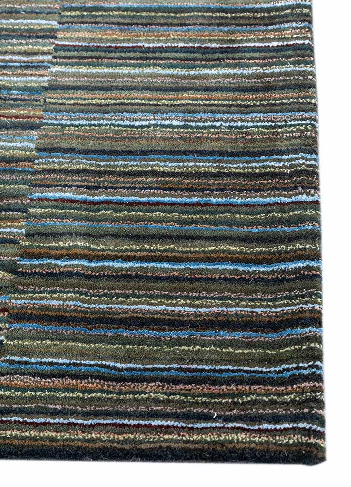 acar blue wool and viscose Hand Tufted Rug - Corner