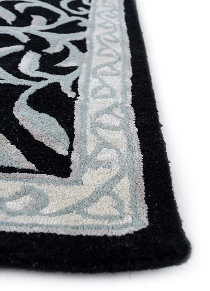 kasbah grey and black wool and viscose Hand Tufted Rug - Corner
