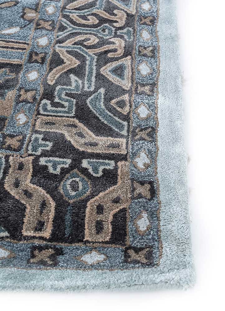 mythos grey and black wool and viscose Hand Tufted Rug - Corner