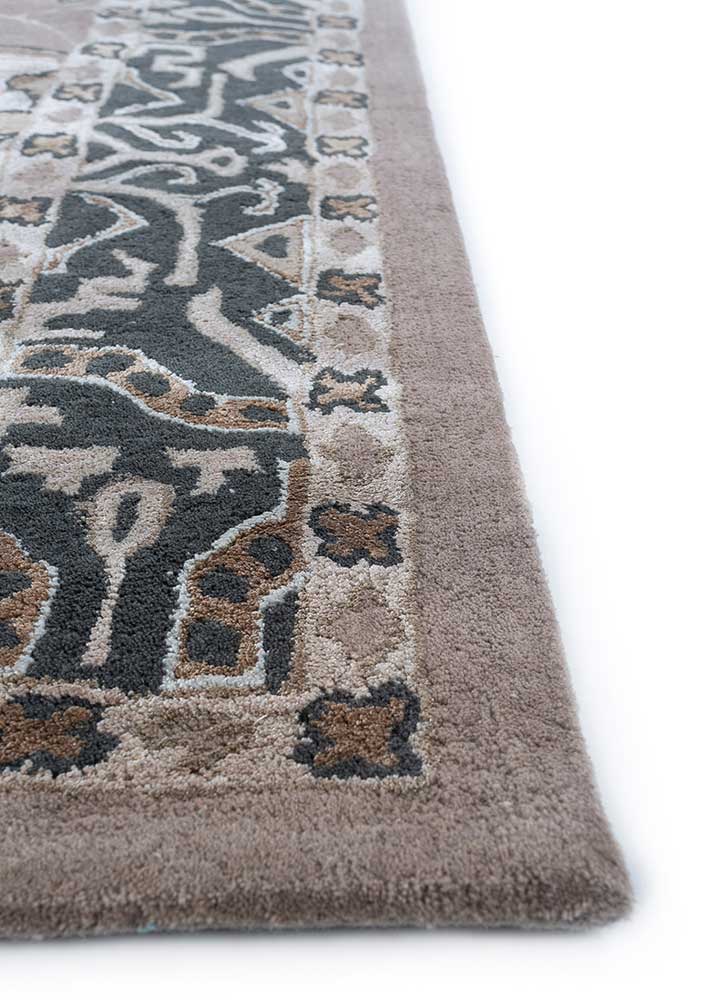 mythos grey and black wool and viscose Hand Tufted Rug - Corner
