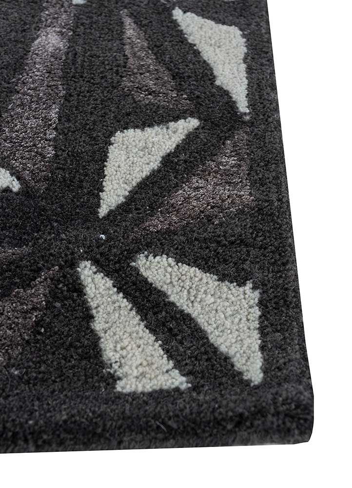 acar grey and black wool and viscose Hand Tufted Rug - Corner
