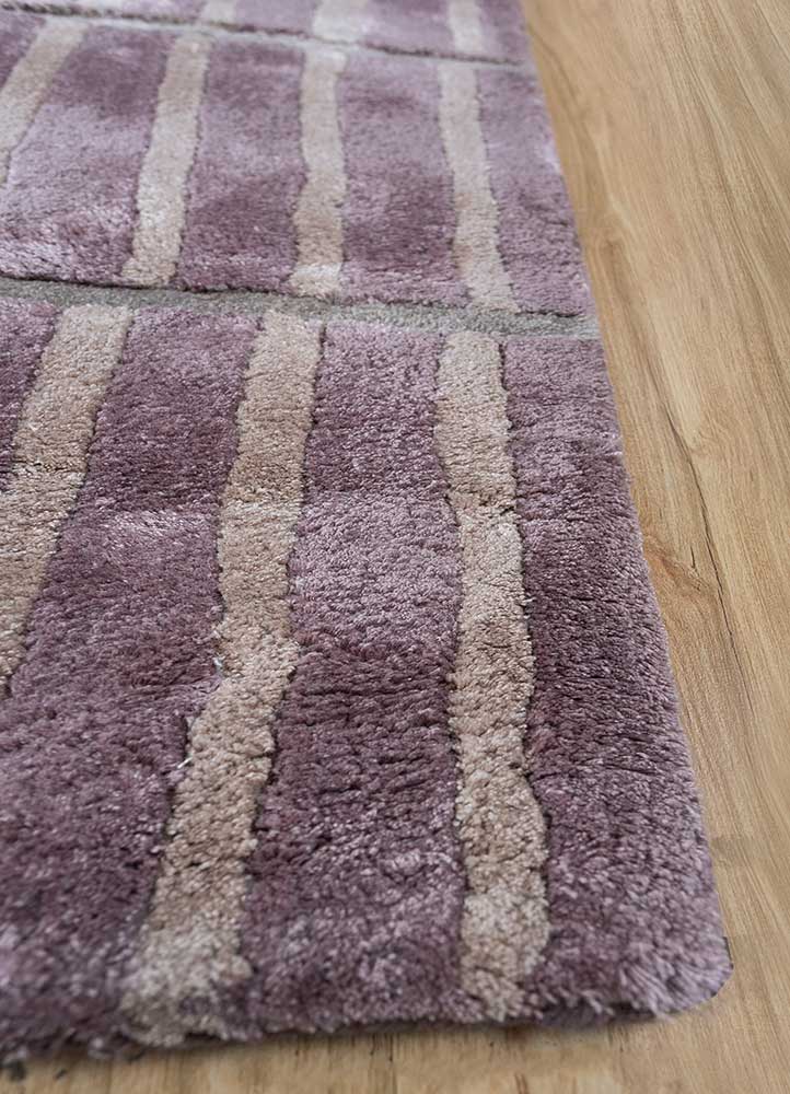 acar pink and purple viscose Hand Tufted Rug - Corner