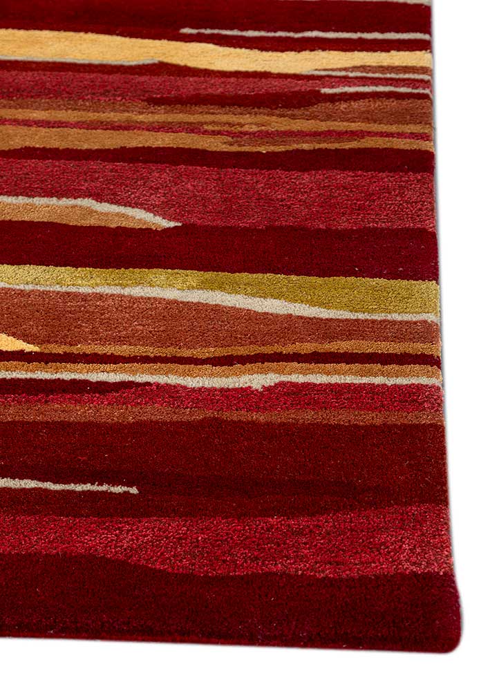 acar red and orange wool and viscose Hand Tufted Rug - Corner