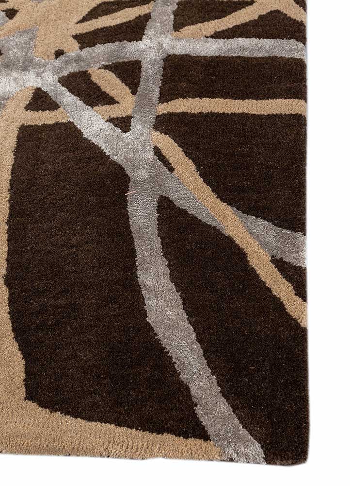 acar beige and brown wool and viscose Hand Tufted Rug - Corner