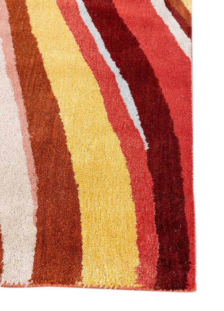 acar red and orange wool and viscose Hand Tufted Rug - Corner