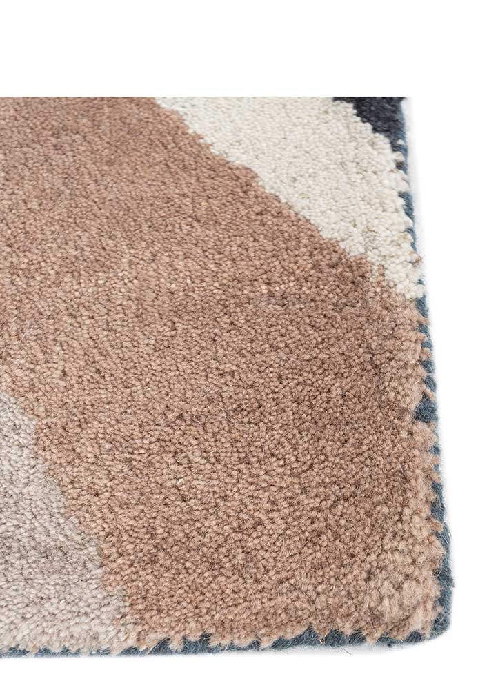 acar blue wool Hand Tufted Rug - Corner