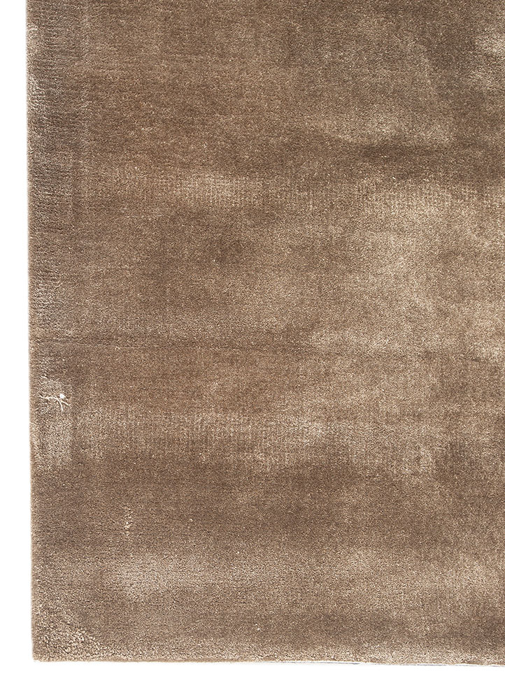 cera beige and brown viscose Hand Tufted Rug - Corner