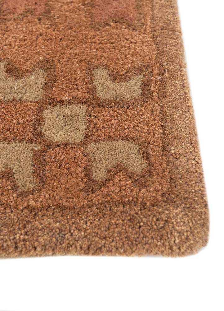 mythos beige and brown wool and viscose Hand Tufted Rug - Corner