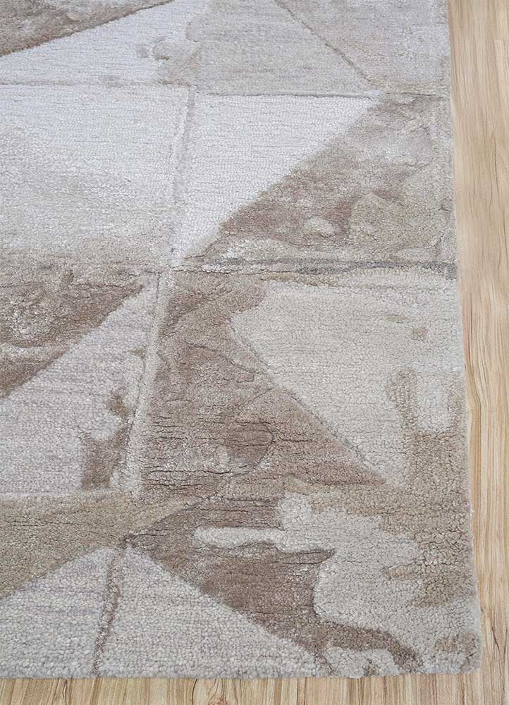 genesis beige and brown wool and viscose Hand Tufted Rug - Corner