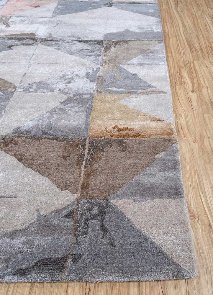 genesis grey and black wool and viscose Hand Tufted Rug - Corner