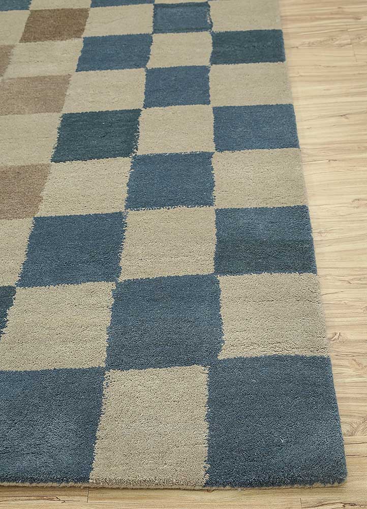 clan blue wool  Rug - Corner