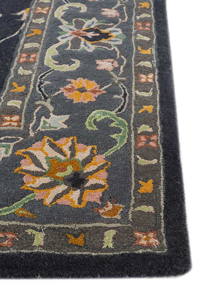 kasbah blue wool and bamboo silk Hand Tufted Rug - Corner