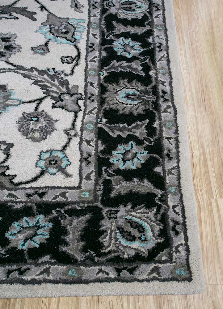 kasbah grey and black wool Hand Tufted Rug - Corner