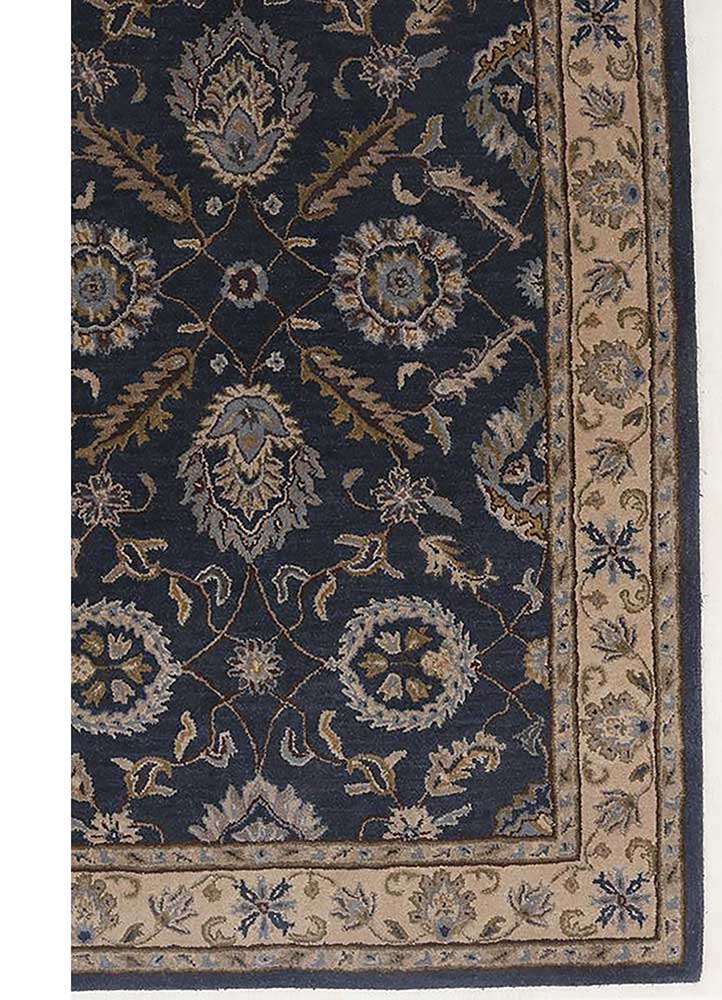 kasbah blue wool Hand Tufted Rug - Corner