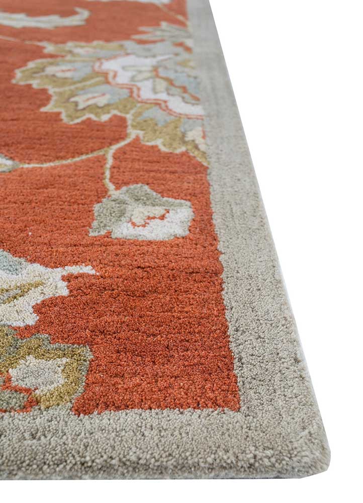 kasbah red and orange wool Hand Tufted Rug - Corner