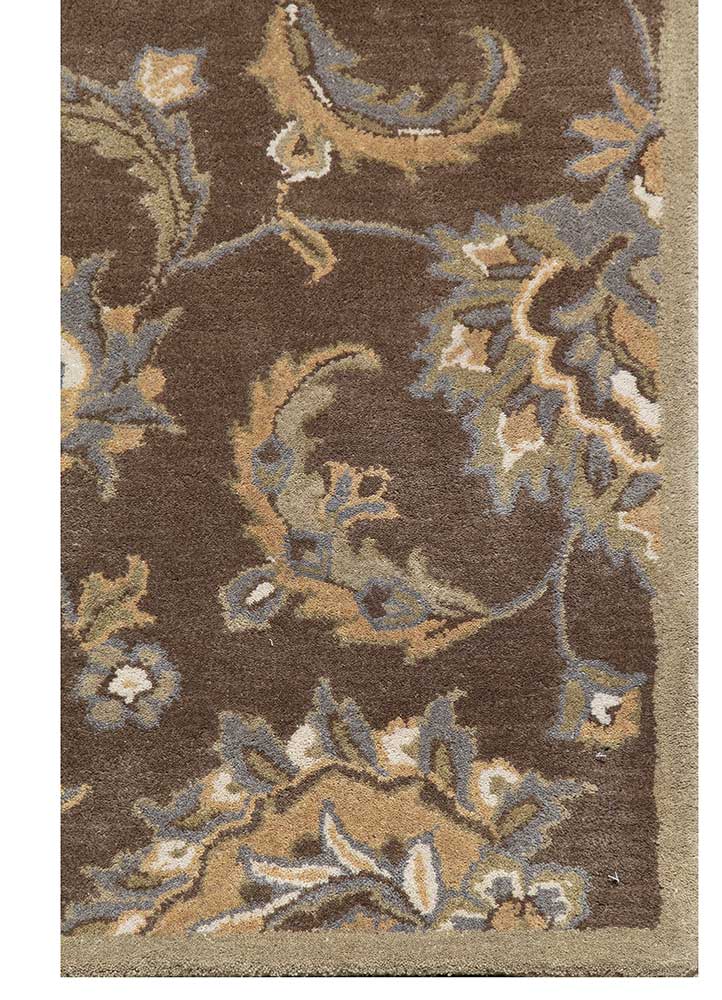 kasbah beige and brown wool Hand Tufted Rug - Corner