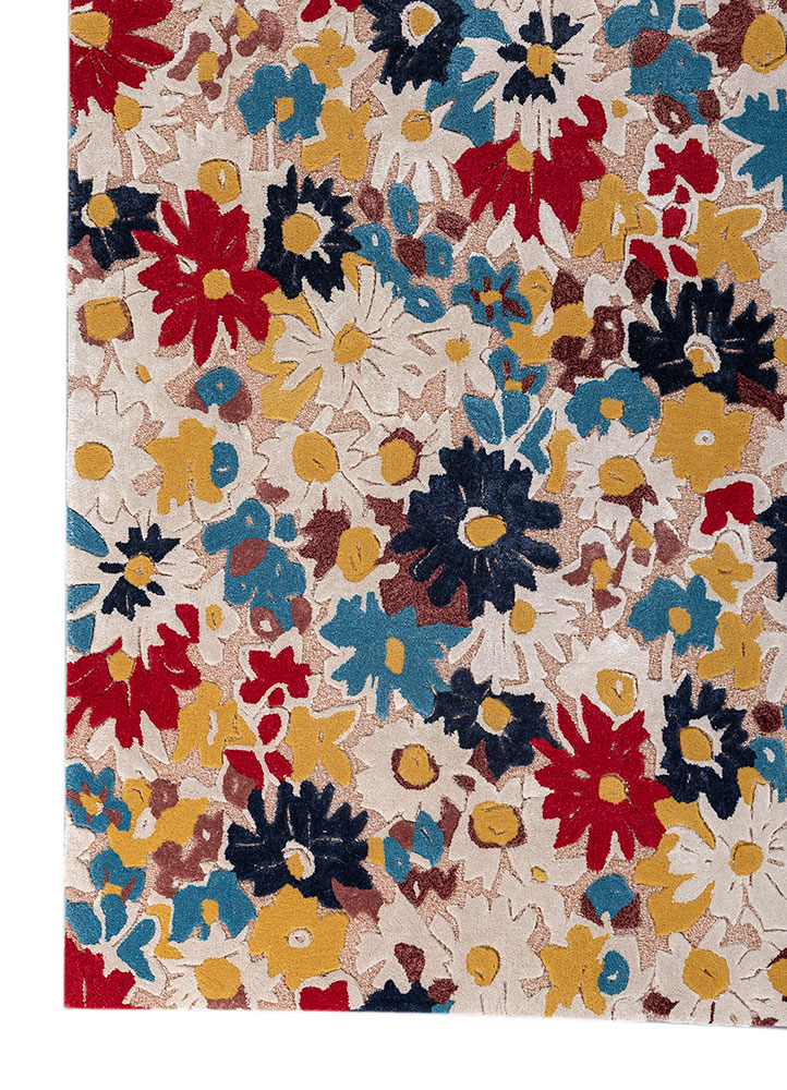hacienda red and orange wool and viscose Hand Tufted Rug - Corner