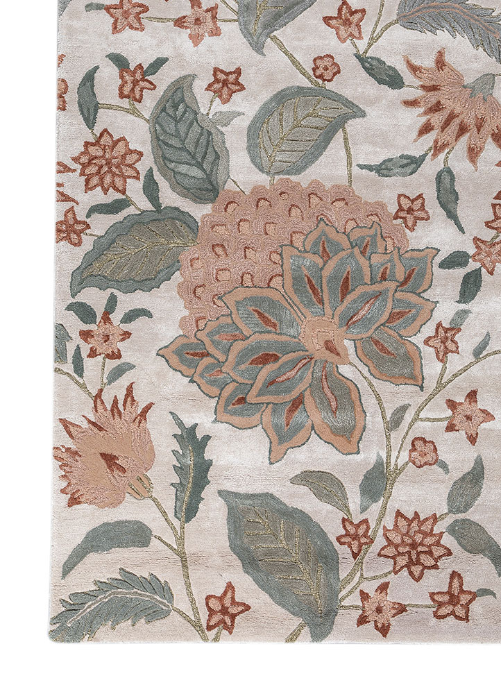 hacienda ivory wool and viscose Hand Tufted Rug - Corner