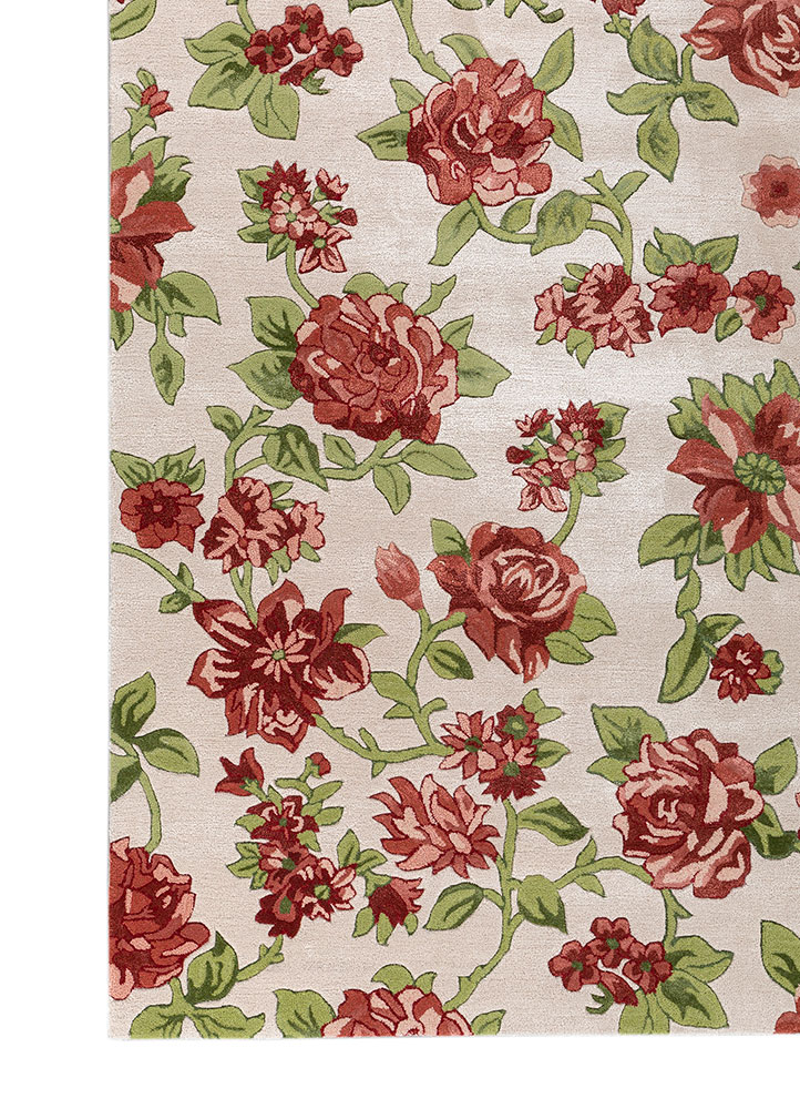 hacienda ivory wool and viscose Hand Tufted Rug - Corner