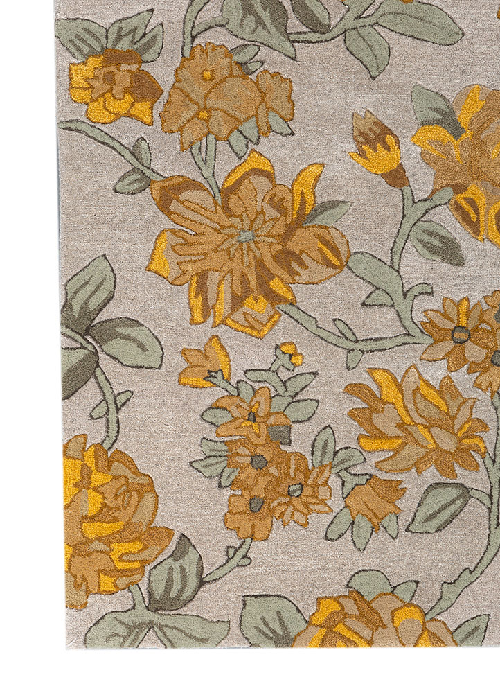 hacienda ivory wool and viscose Hand Tufted Rug - Corner