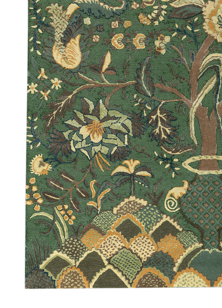 bodhi green wool and viscose Hand Tufted Rug - Corner