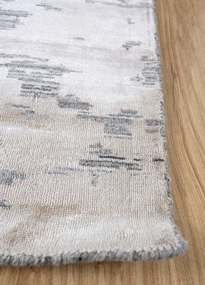 acar grey and black wool and viscose Hand Loom Rug - Corner