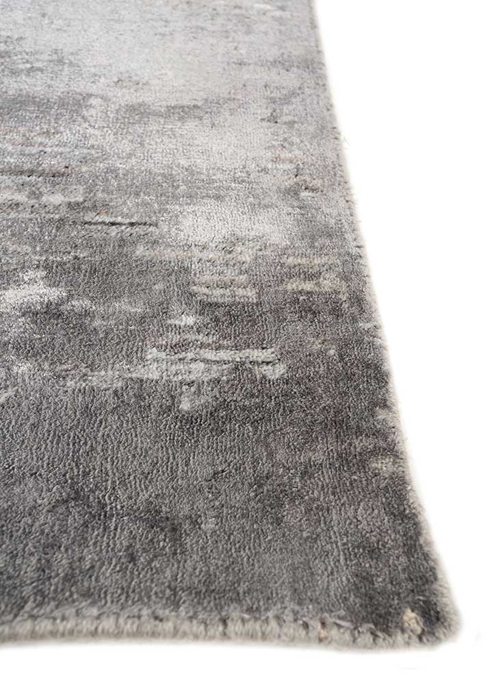 acar grey and black wool and viscose Hand Loom Rug - Corner