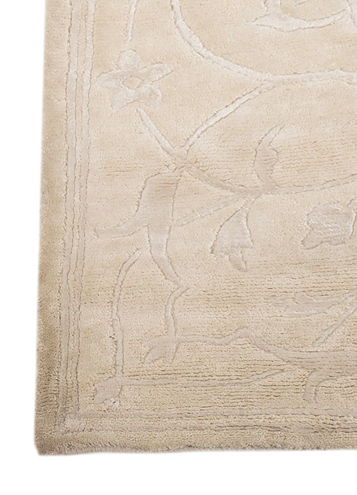 far east ivory viscose Hand Knotted Rug - Corner far east ivory viscose Hand Knotted Rug - Corner