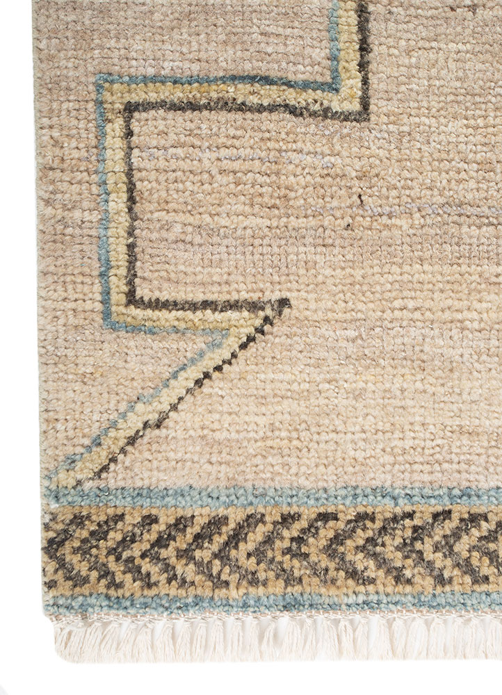 zuri beige and brown wool Hand Knotted Rug - Corner