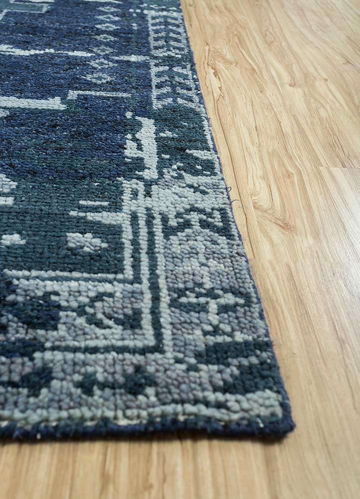 viscaya blue wool Hand Knotted Rug - Corner viscaya blue wool Hand Knotted Rug - Corner