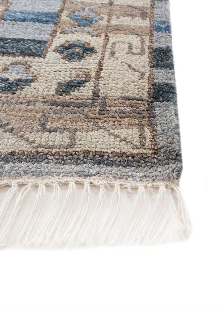 savana blue wool Hand Knotted Rug - Corner