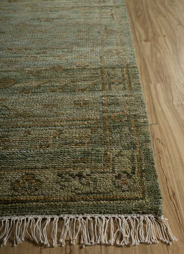 viscaya green wool Hand Knotted Rug - Corner