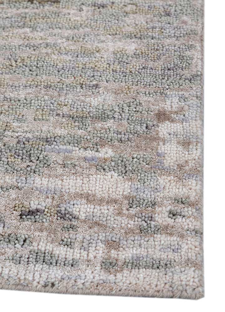 clan ivory wool and bamboo silk Hand Knotted Rug - Corner