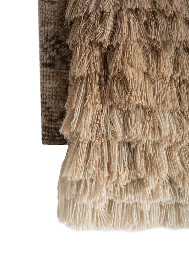 wall art beige and brown wool Wall Art Rug - Corner wall art beige and brown wool Wall Art Rug - Corner