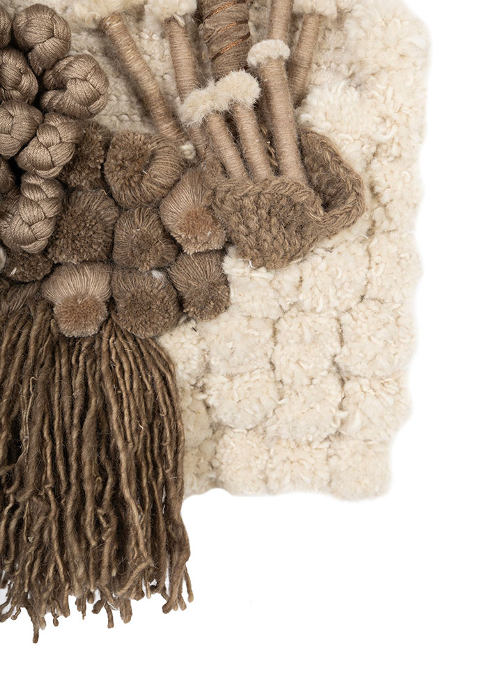 wall art ivory wool & bamboo silk & zari  Rug - Corner