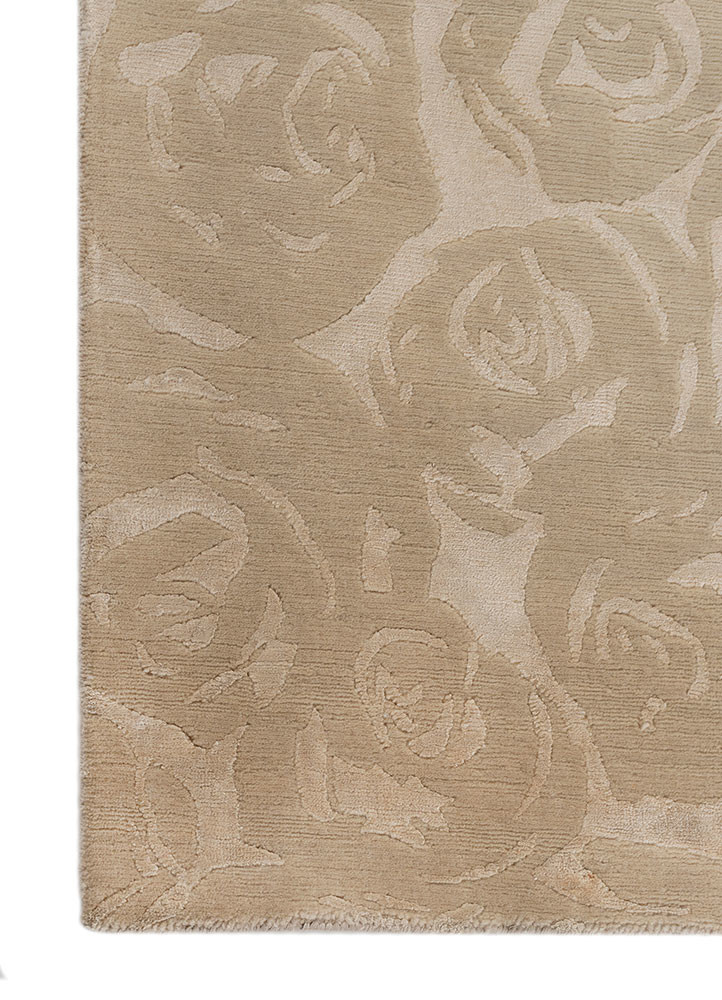 pansy ivory wool and bamboo silk Hand Knotted Rug - Corner pansy ivory wool and bamboo silk Hand Knotted Rug - Corner