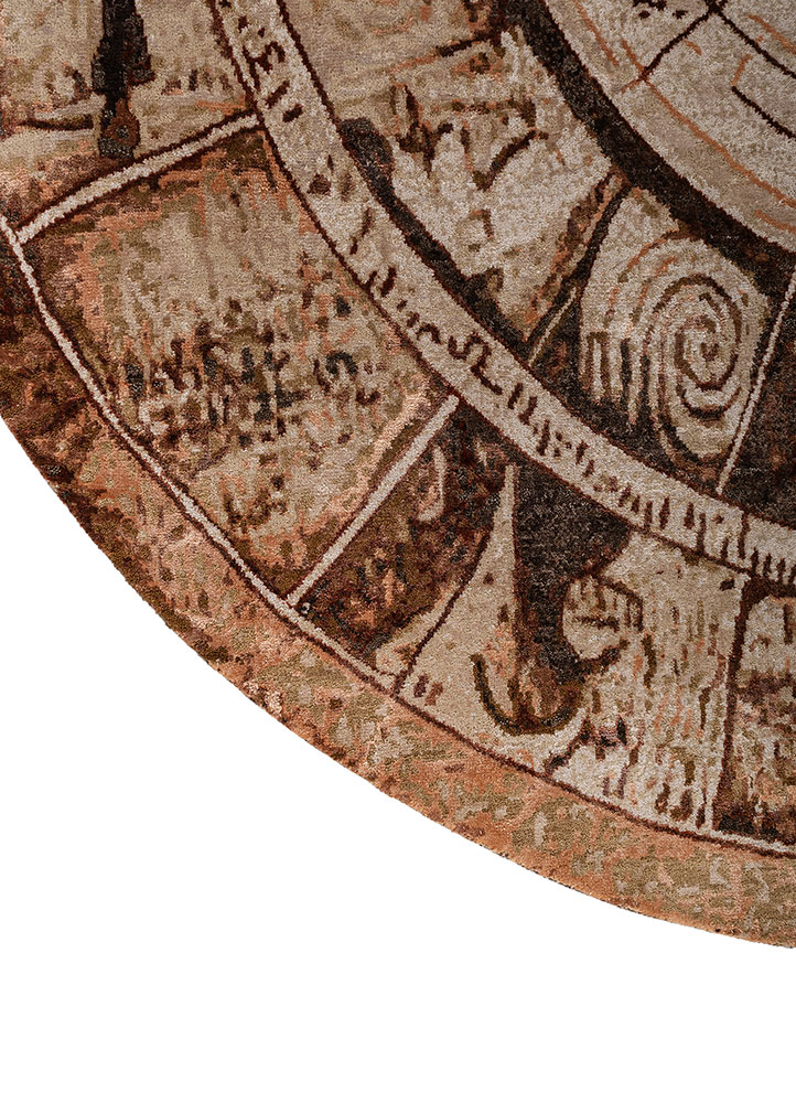 whispers of the desert red and orange wool and bamboo silk Hand Knotted Rug - Corner