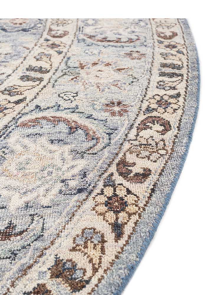 someplace in time blue wool Hand Knotted Rug - Corner