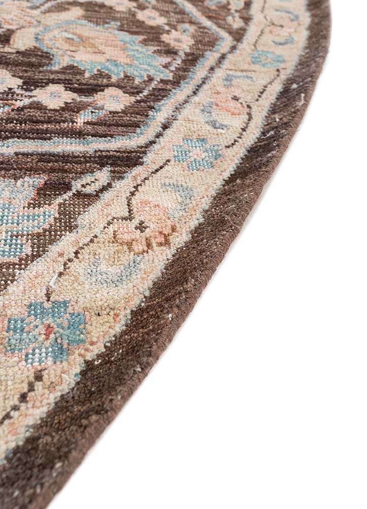 someplace in time beige and brown wool Hand Knotted Rug - Corner