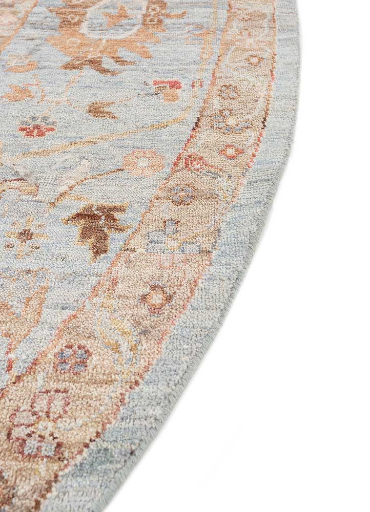 someplace in time blue wool Hand Knotted Rug - Corner