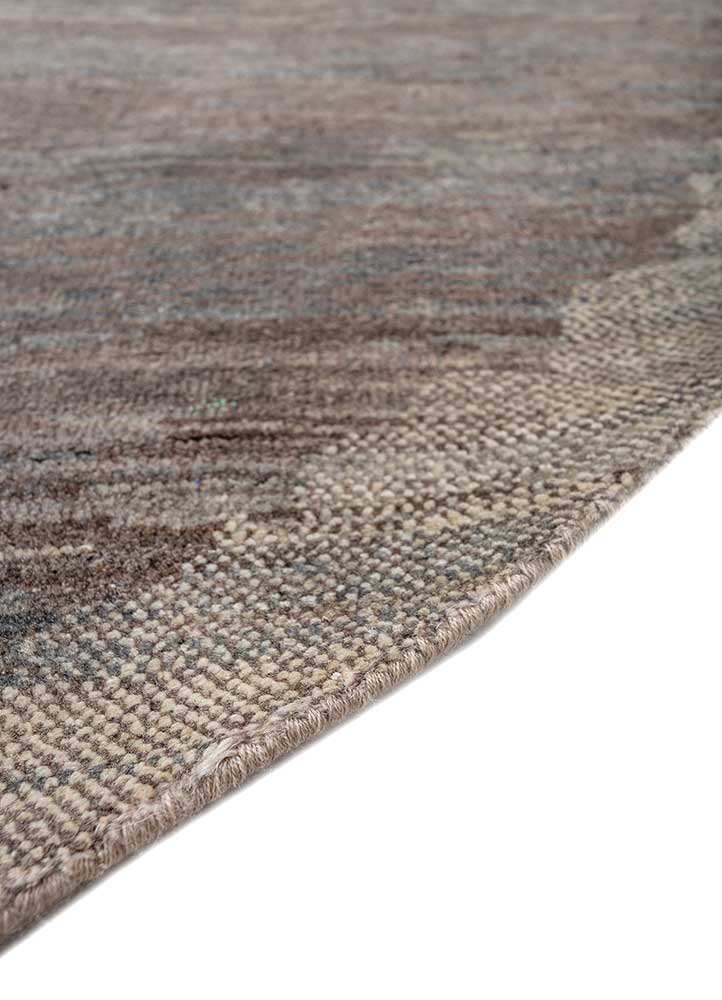 manifest beige and brown wool Hand Knotted Rug - Corner