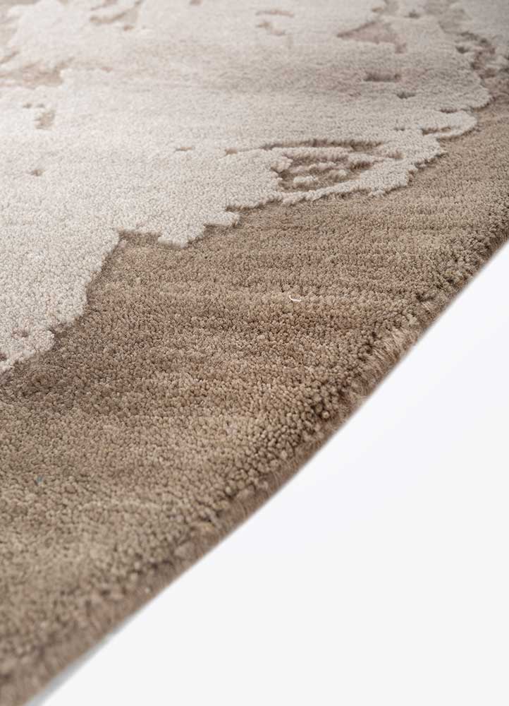 unfold by kavi ivory wool and bamboo silk Hand Knotted Rug - Corner