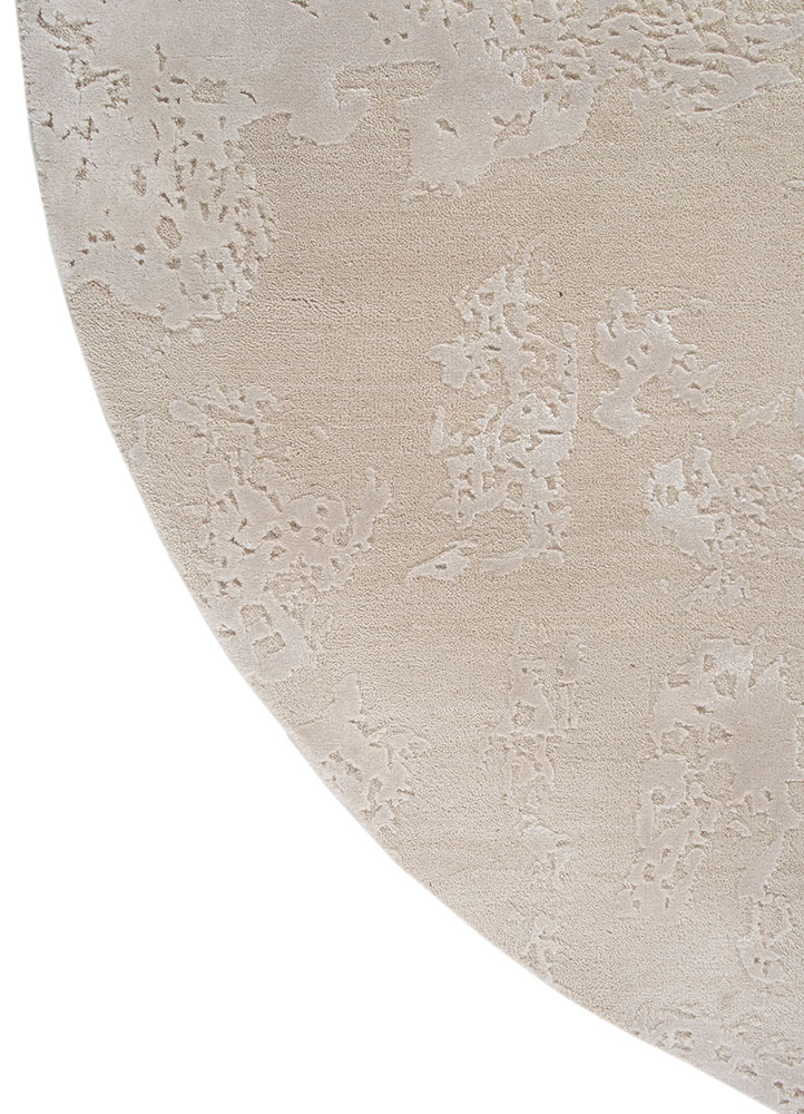 chaos theory by kavi ivory wool and bamboo silk Hand Knotted Rug - Corner