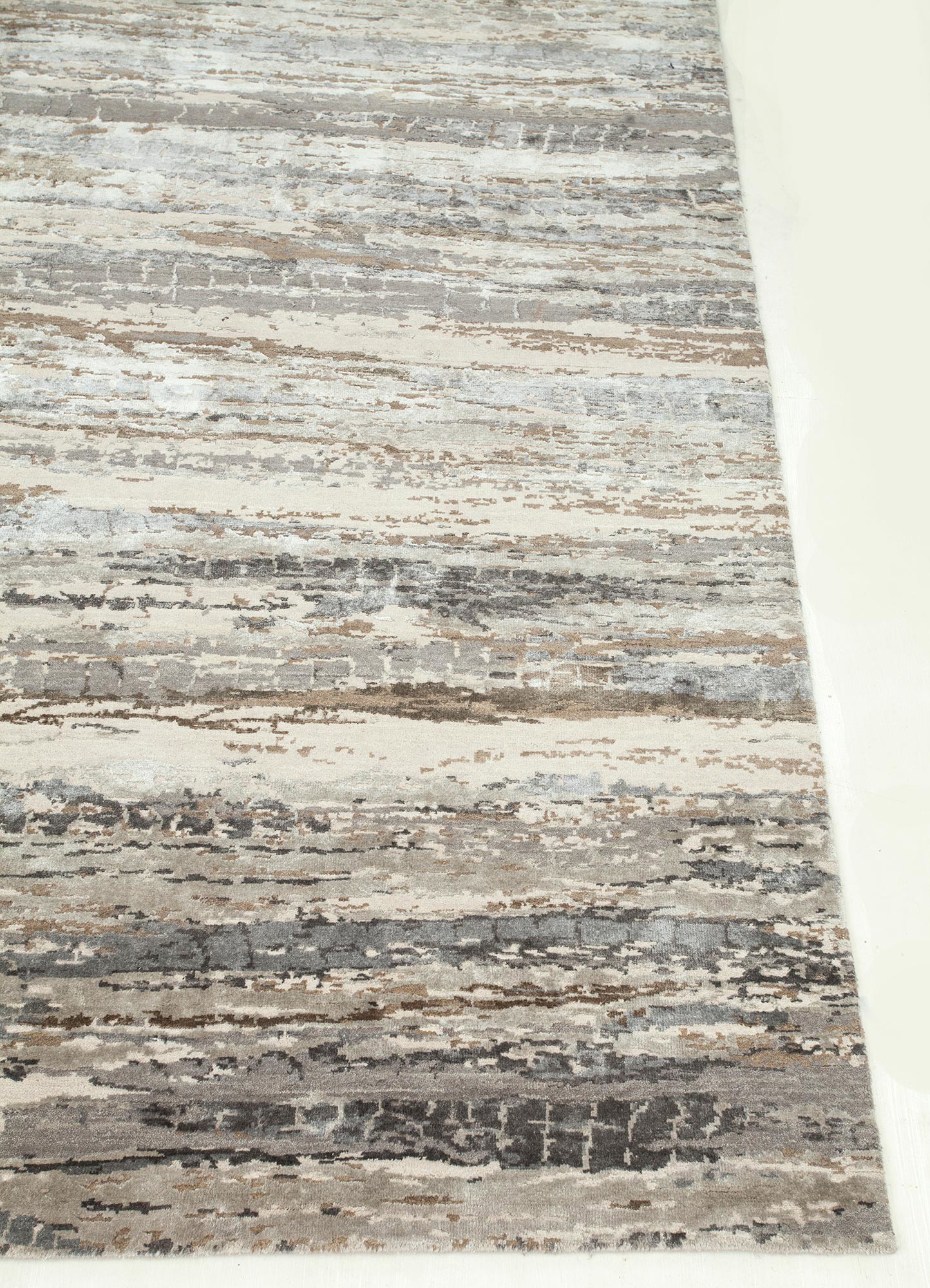 chaos theory by kavi ivory wool and bamboo silk Hand Knotted Rug - Corner chaos theory by kavi ivory wool and bamboo silk Hand Knotted Rug - Corner