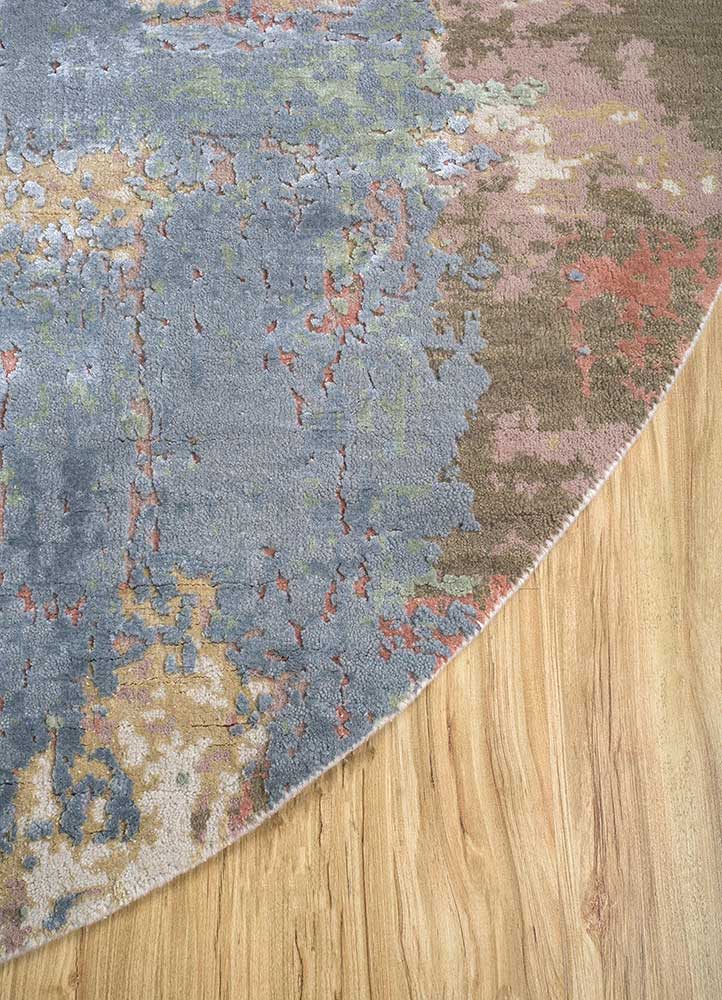 chaos theory by kavi ivory wool and bamboo silk Hand Knotted Rug - Corner