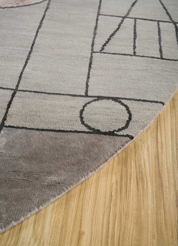 chaos theory by kavi grey and black wool and bamboo silk Hand Knotted Rug - Corner