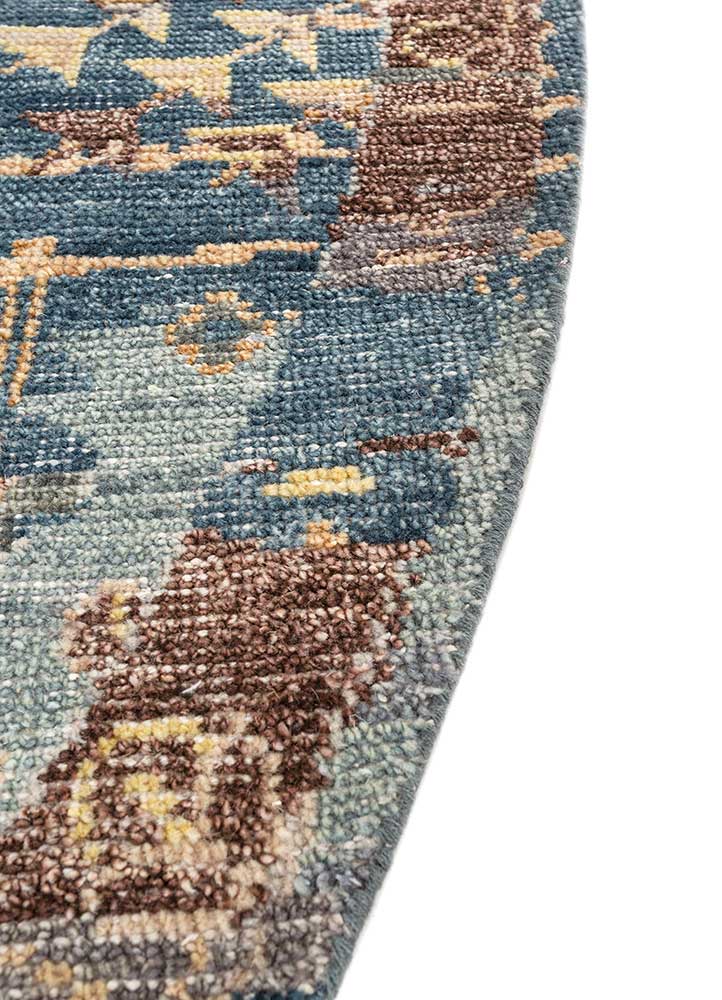 erbe blue wool Hand Knotted Rug - Corner